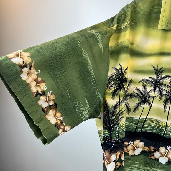 Vintage Hawaiian Togs Cotton Green Tropical Button Up Men's 2XL - Picture 3 of 7